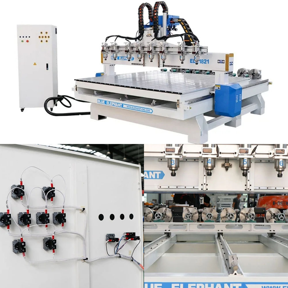 Muti-Spindle CNC Router with Multi-Rotary-Lathe