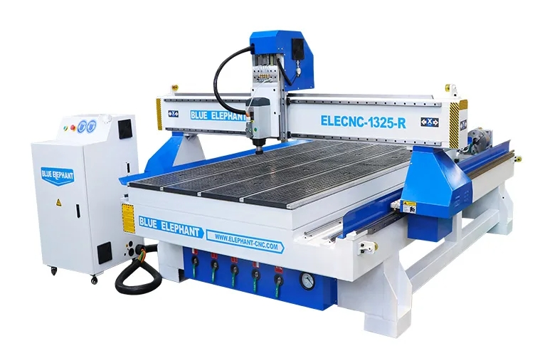  3 Axis CNC Router with 4th Rotary Lathe Side Embed for Furniture Cabinets Doors Making